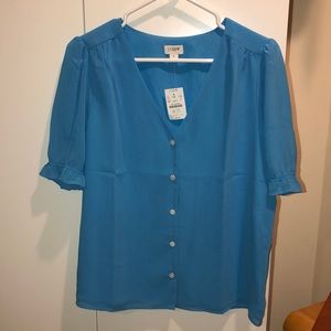 J. Crew Factory Blue Blouse Sz Small